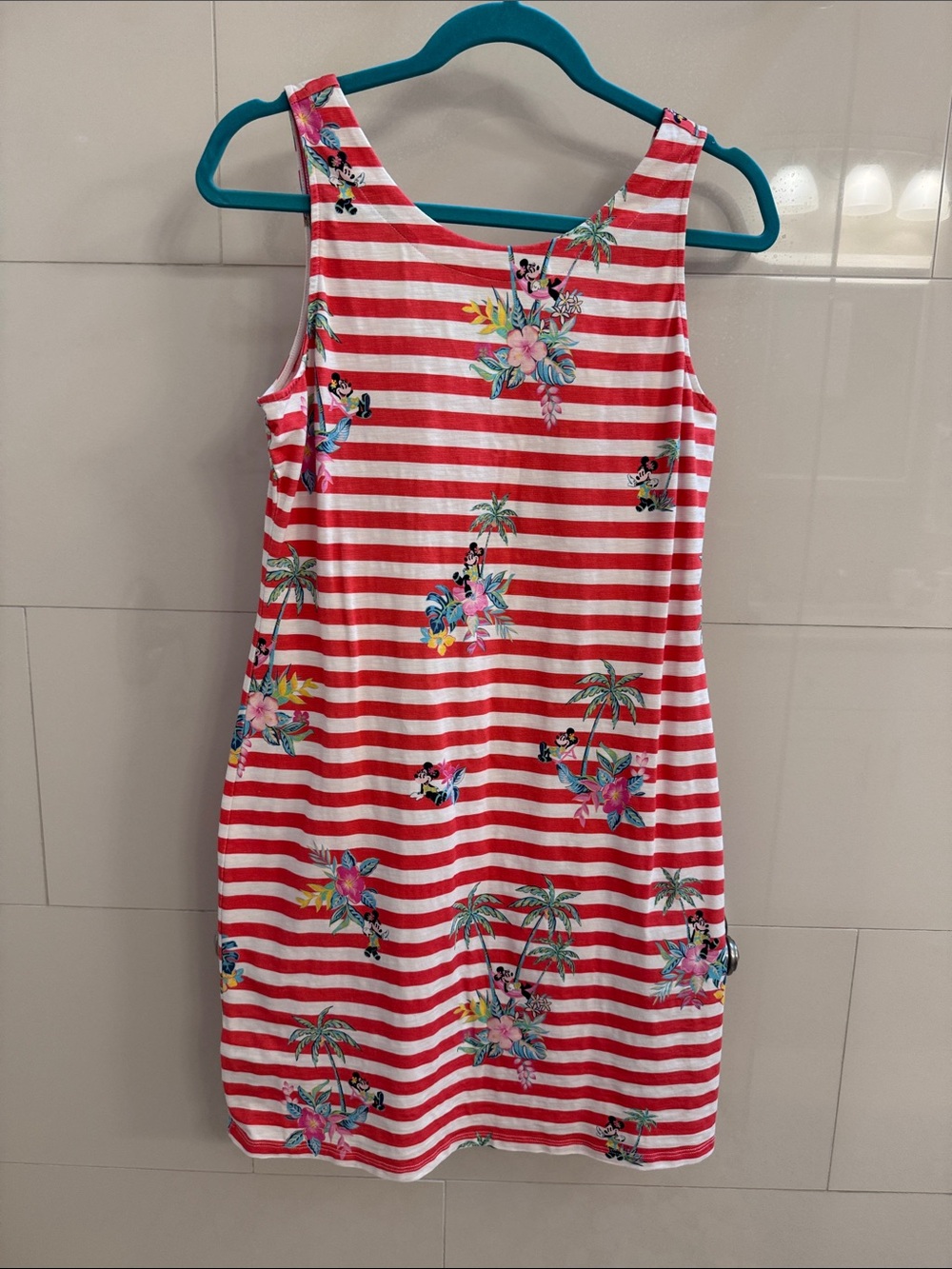 Woman’s’ Tommy Bahama Disney Red & White Striped Tropical Print Dress